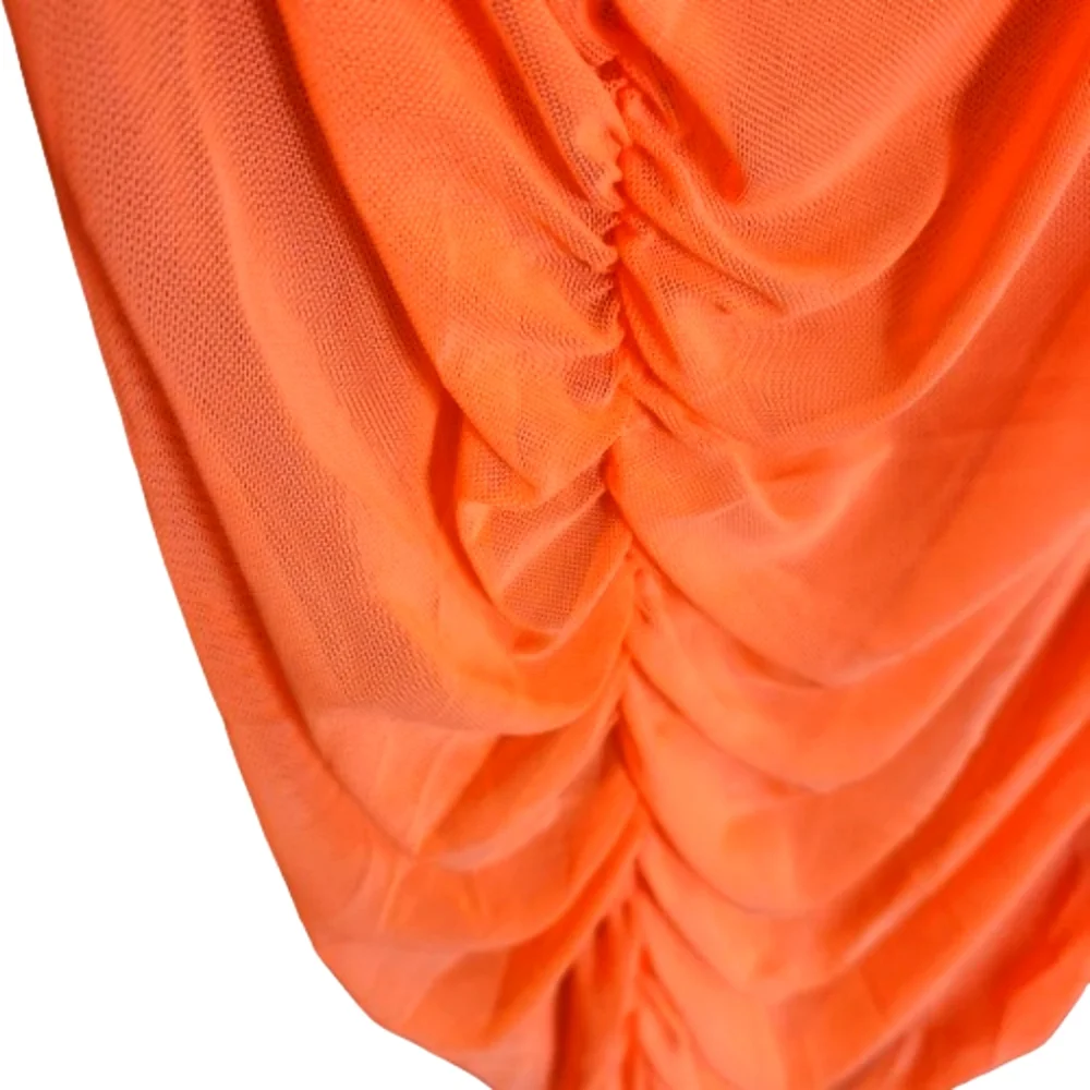 NEON ☆ SHEER ORANGE ☆ ROUCHED SKIRT/SWIM COVER-UP ☆ 4x ☆ NWOT - Picture 6 of 10